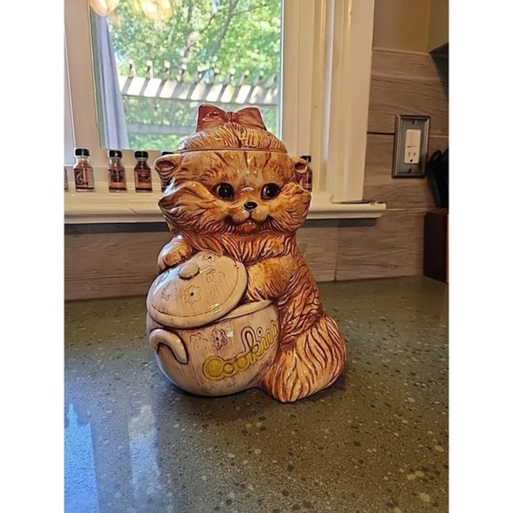VTG Kitchen 60s 70s Treasure Craft Kitty Cat Cookie Jar,
